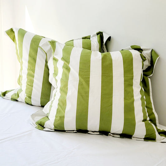 OLIVE STRIX European Pillowcase Pair