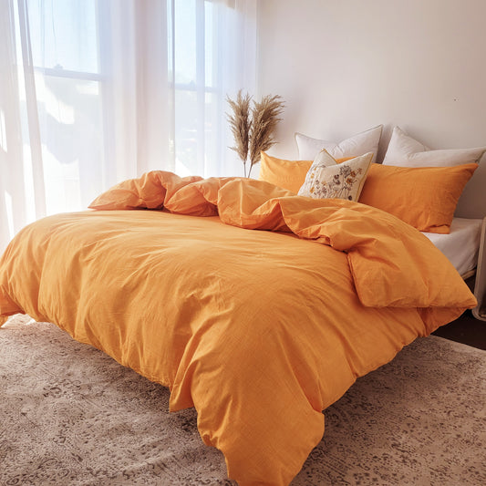 Yellow Textured Print Quilt Cover Set - Pure Cotton with Ornate Patterns