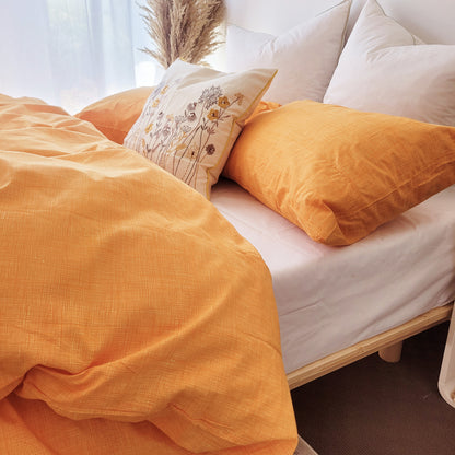 Yellow Textured Print Quilt Cover Set - Pure Cotton with Ornate Patterns
