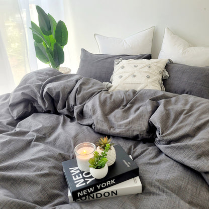 Grey Textured Print Quilt Cover Set - Pure Cotton with Ornate Patterns