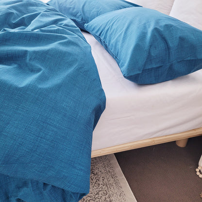 Blue Textured Print Quilt Cover Set | Pure Cotton with Ornate Patterns