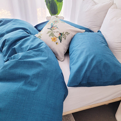 Blue Textured Print Quilt Cover Set | Pure Cotton with Ornate Patterns