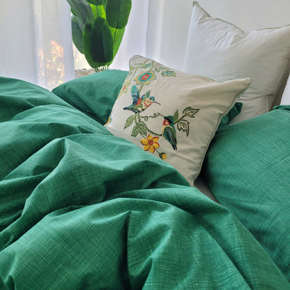 Green Textured Print Quilt Cover Set -Pure Cotton with Ornate Patterns