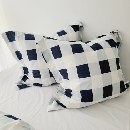 Navy Grid-Quilt Cover Set