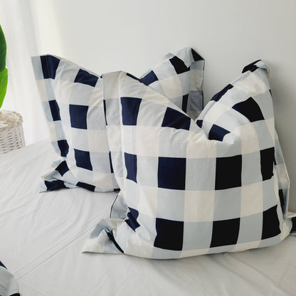 Navy Grid-Quilt Cover Set