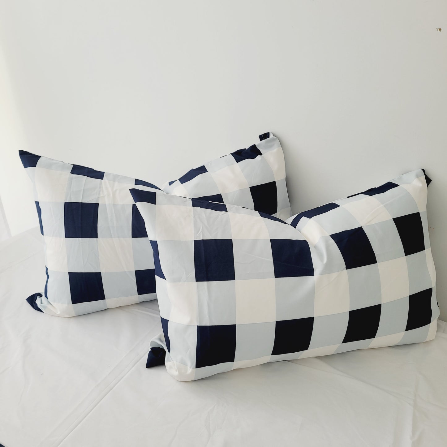 Navy Grid-Quilt Cover Set