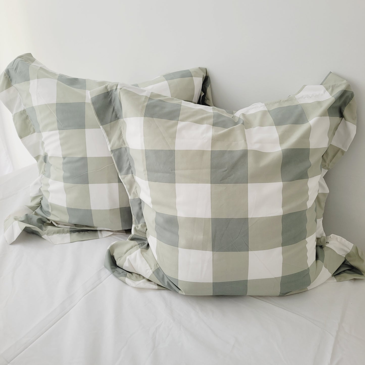 SAGE GRID European Pillowcase Pair