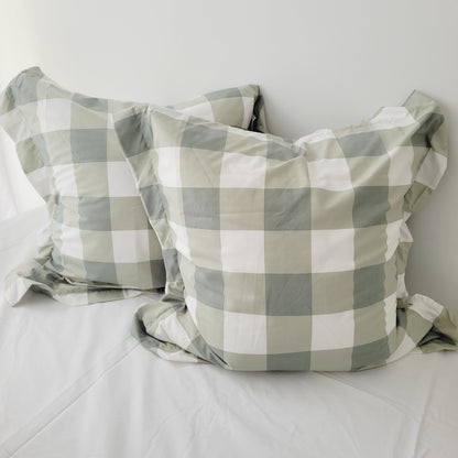 SAGE GRID European Pillowcase Pair