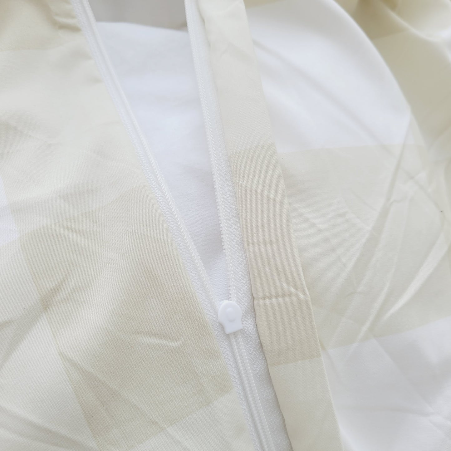 Beige Grid-Quilt Cover Set