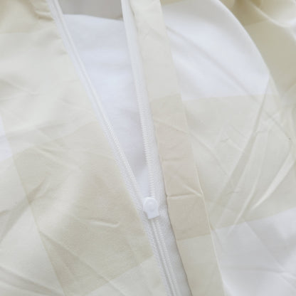 Beige Grid-Quilt Cover Set