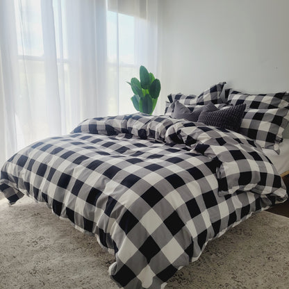 Black Grid-Quilt Cover Set