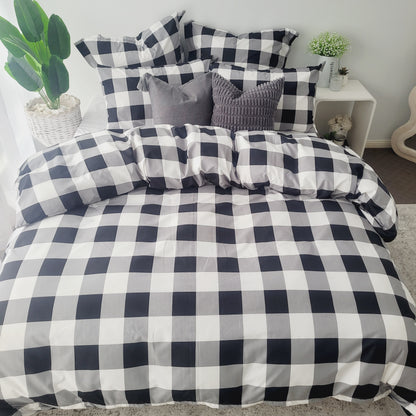 Black Grid-Quilt Cover Set