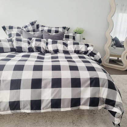 Black Grid-Quilt Cover Set