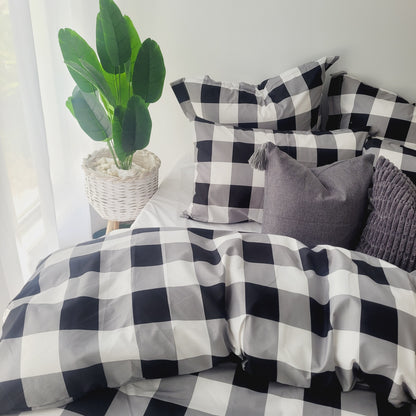 Black Grid-Quilt Cover Set