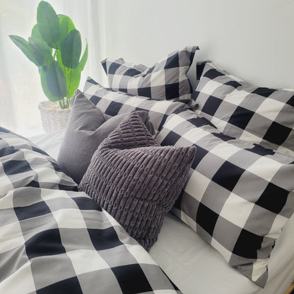 Black Grid-Quilt Cover Set