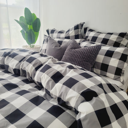 Black Grid-Quilt Cover Set