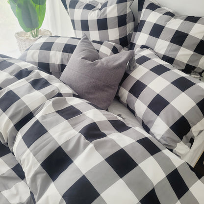 Black Grid-Quilt Cover Set