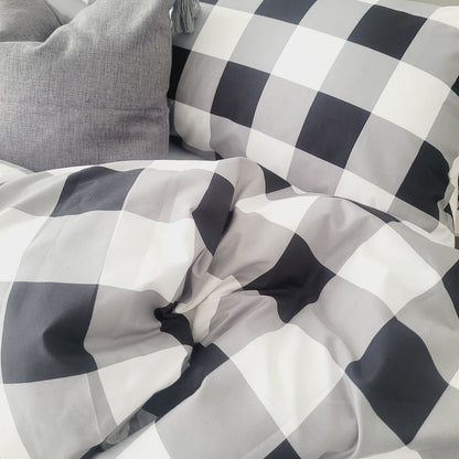 Black Grid-Quilt Cover Set