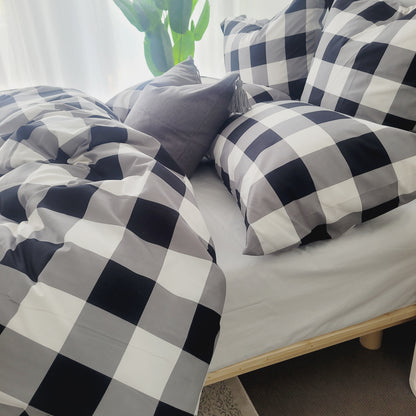 Black Grid-Quilt Cover Set