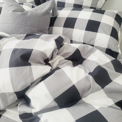 Black Grid-Quilt Cover Set