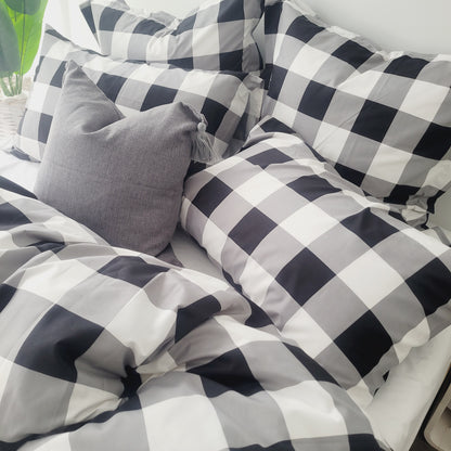 Black Grid-Quilt Cover Set