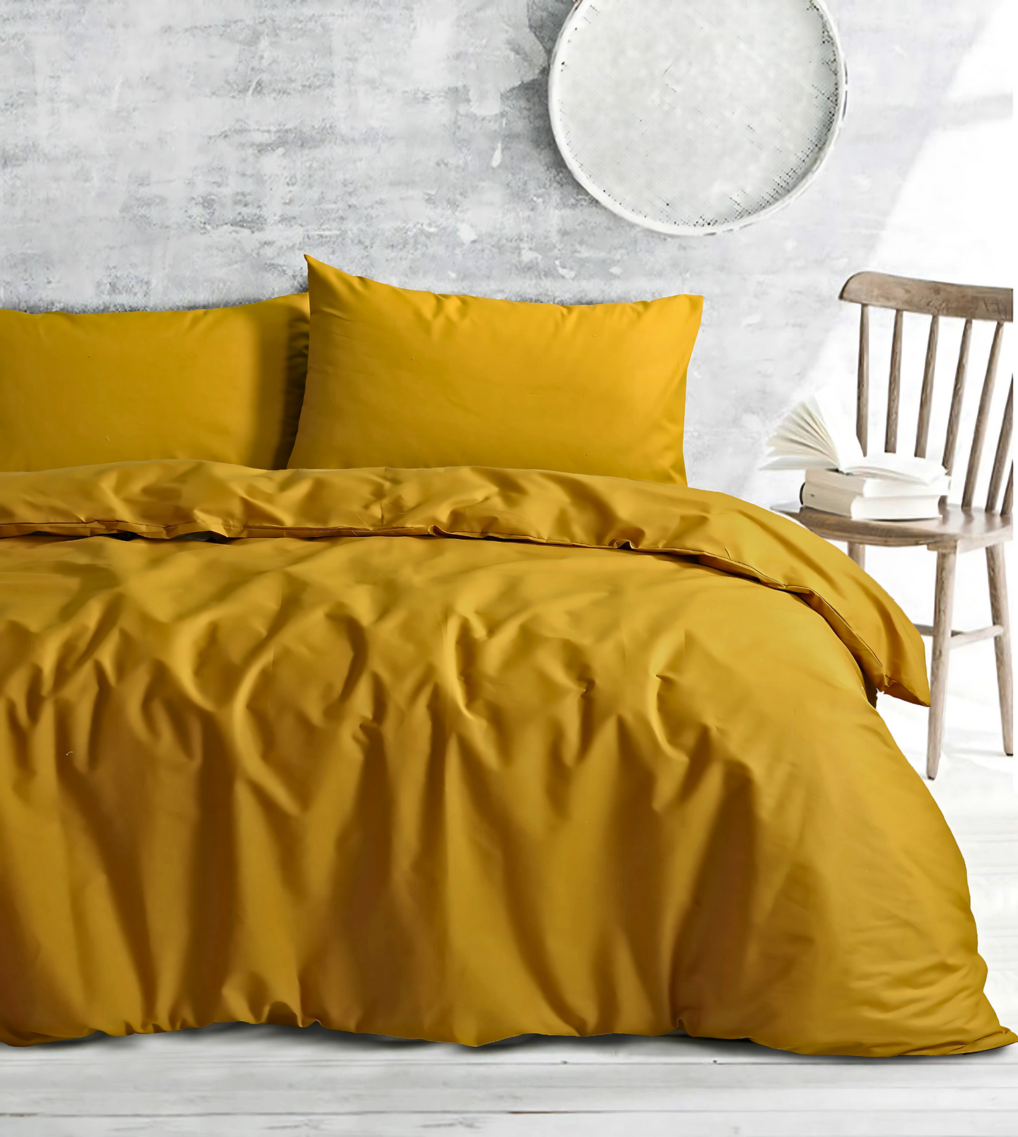 Royal Cotton Quilt Cover Set with European Pillow Covers | Mustard