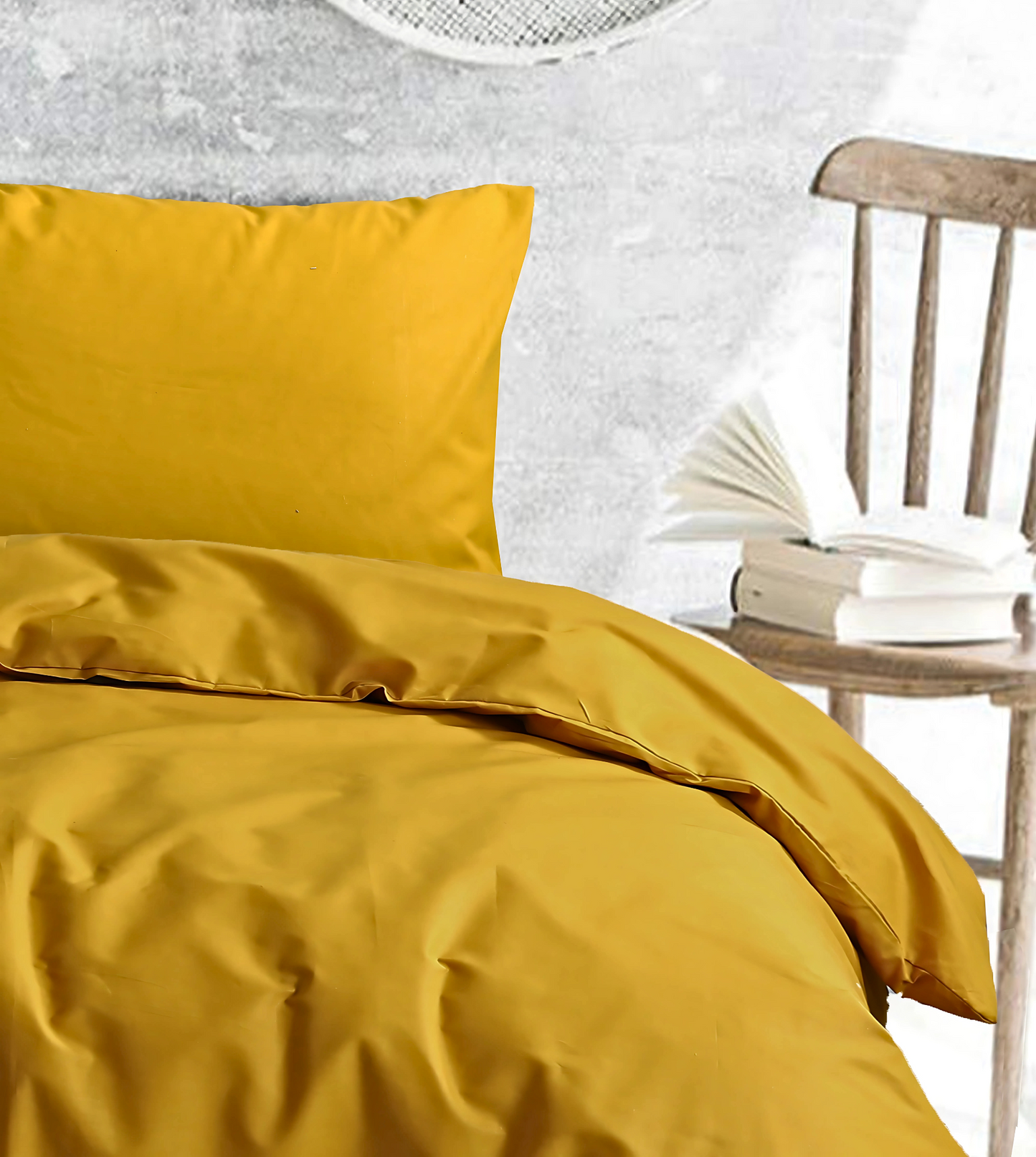 Royal Cotton Quilt Cover Set with European Pillow Covers | Mustard