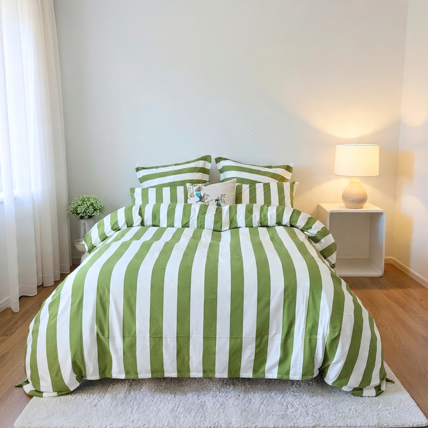 Olive Strix Microfiber Quilt Cover – Ultra-Soft & Luxury Bedding