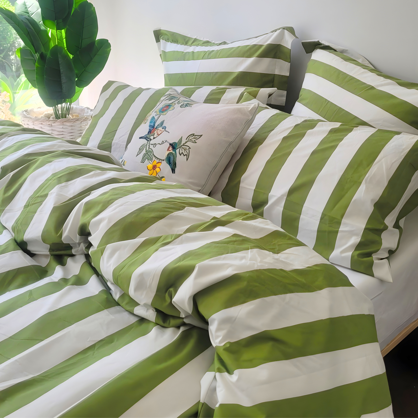 Olive Strix Microfiber Quilt Cover – Ultra-Soft & Luxury Bedding