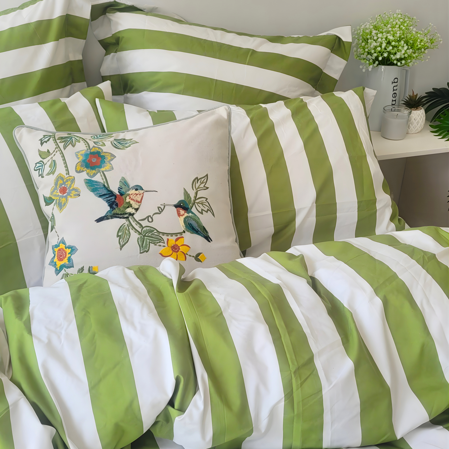 Olive Strix Microfiber Quilt Cover – Ultra-Soft & Luxury Bedding