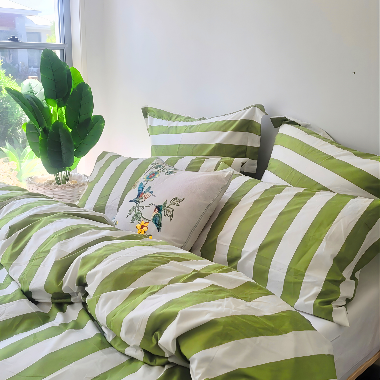 Olive Strix Microfiber Quilt Cover – Ultra-Soft & Luxury Bedding