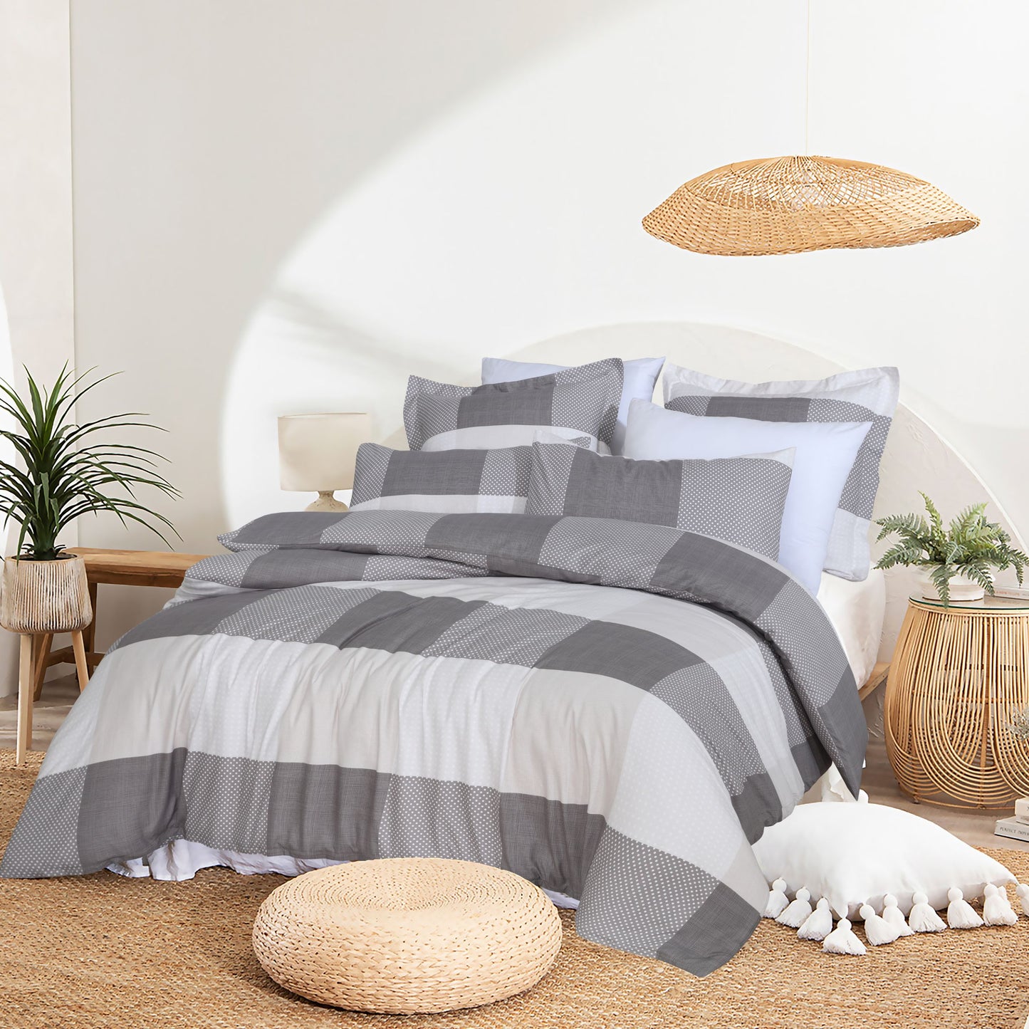 Check Quilt Cover Set - Ash Gray | Superior Hotel Linen