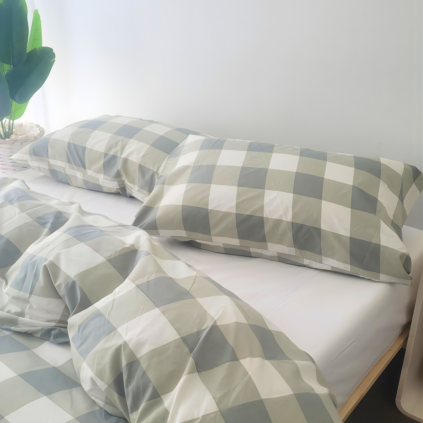 Sage Grid Quilt Cover Set |Ultra-Smooth Feel & Breathable Comfort
