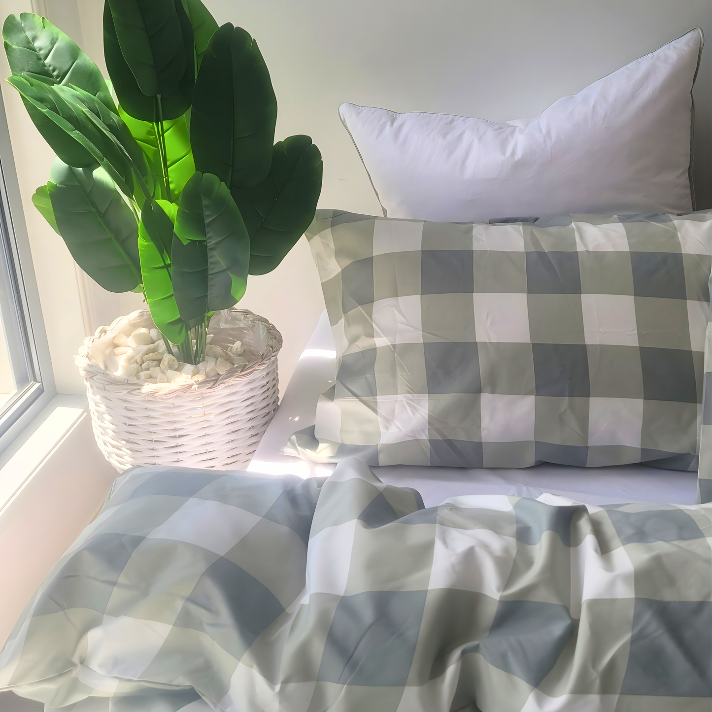 Sage Grid Quilt Cover Set |Ultra-Smooth Feel & Breathable Comfort