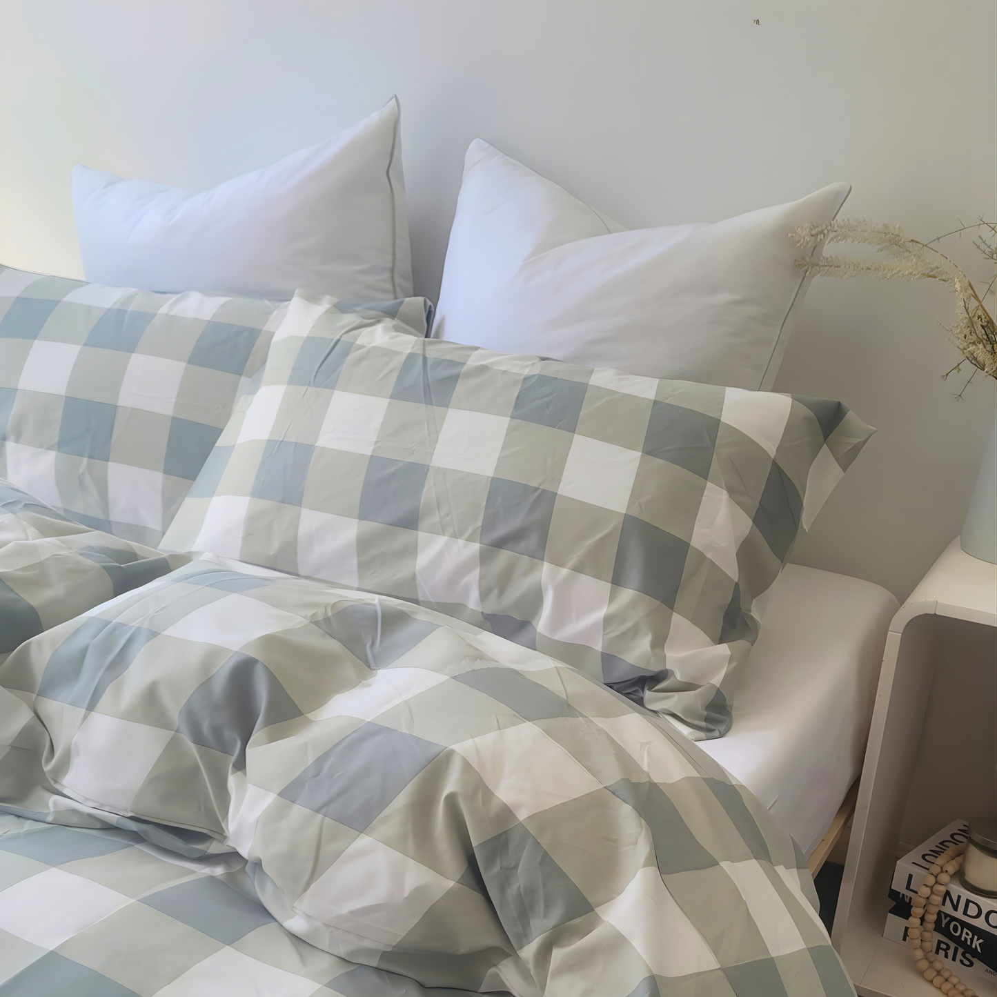 Sage Grid Quilt Cover Set |Ultra-Smooth Feel & Breathable Comfort