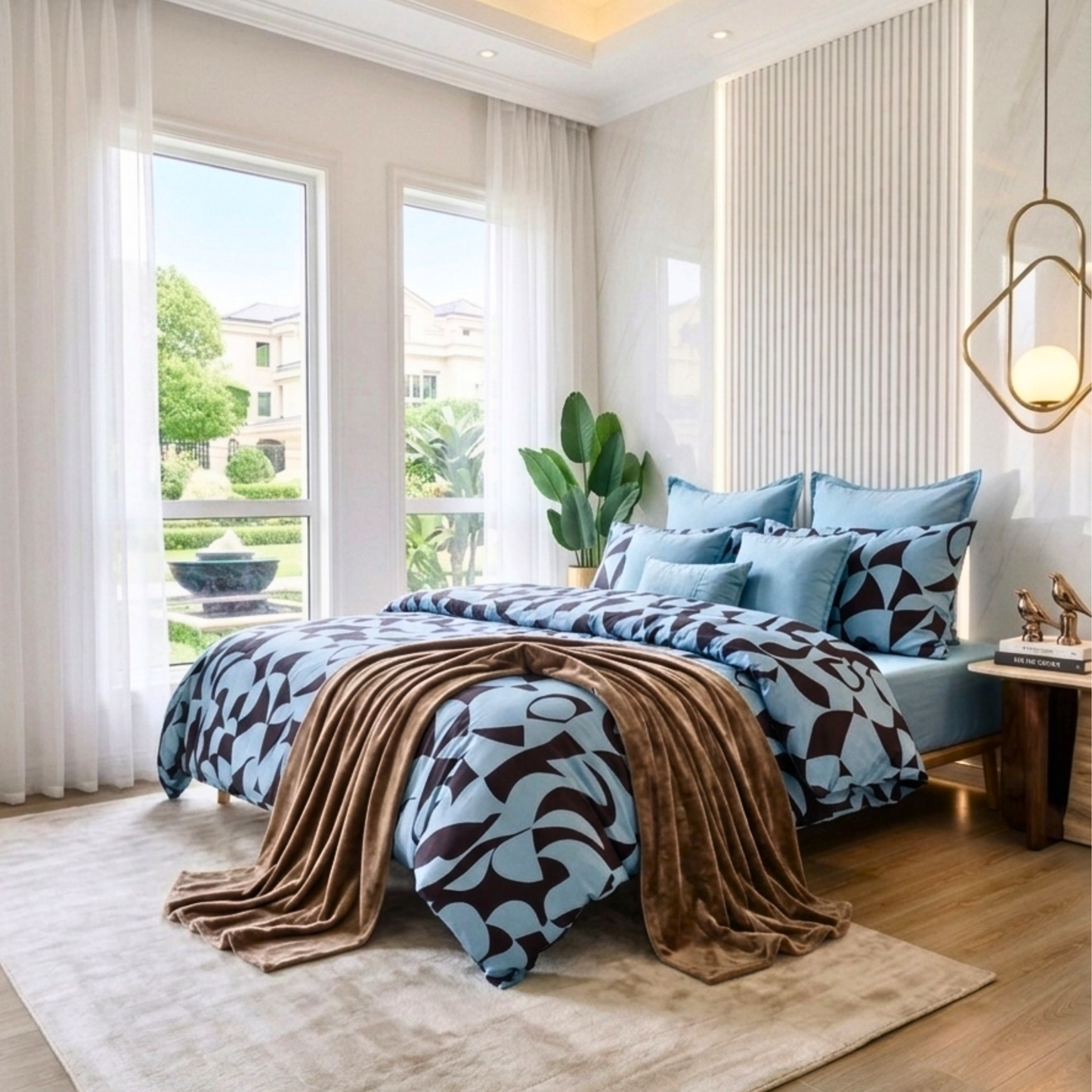 Scandi Aquafern Pure Cotton Bedding | Modern Bedroom Collection