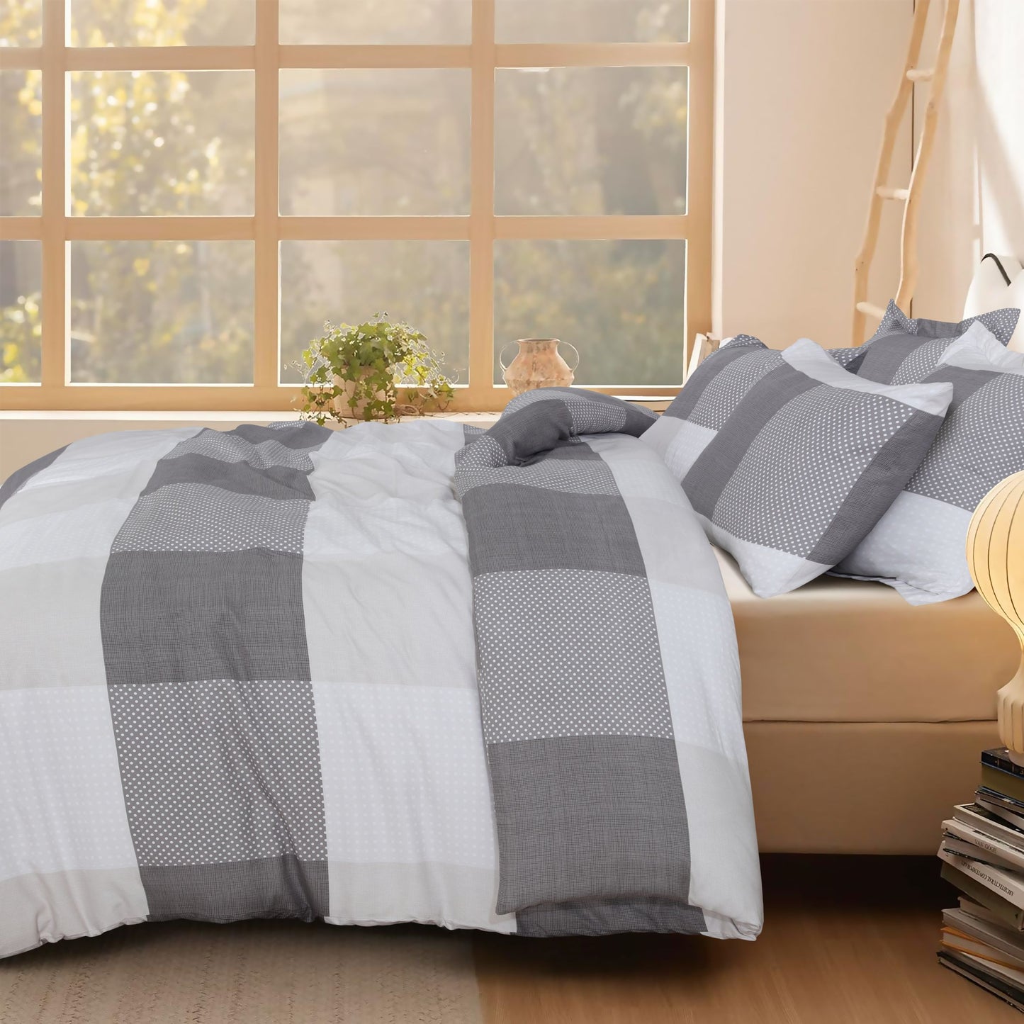 Check Quilt Cover Set - Ash Gray | Superior Hotel Linen