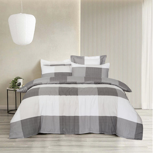 Check Quilt Cover Set - Ash Gray | Superior Hotel Linen