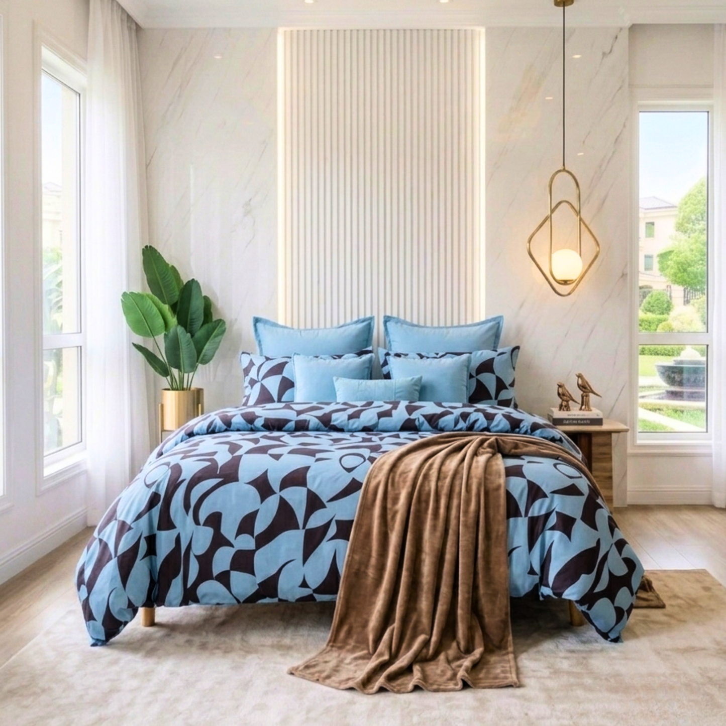 Scandi Aquafern Pure Cotton Bedding | Modern Bedroom Collection