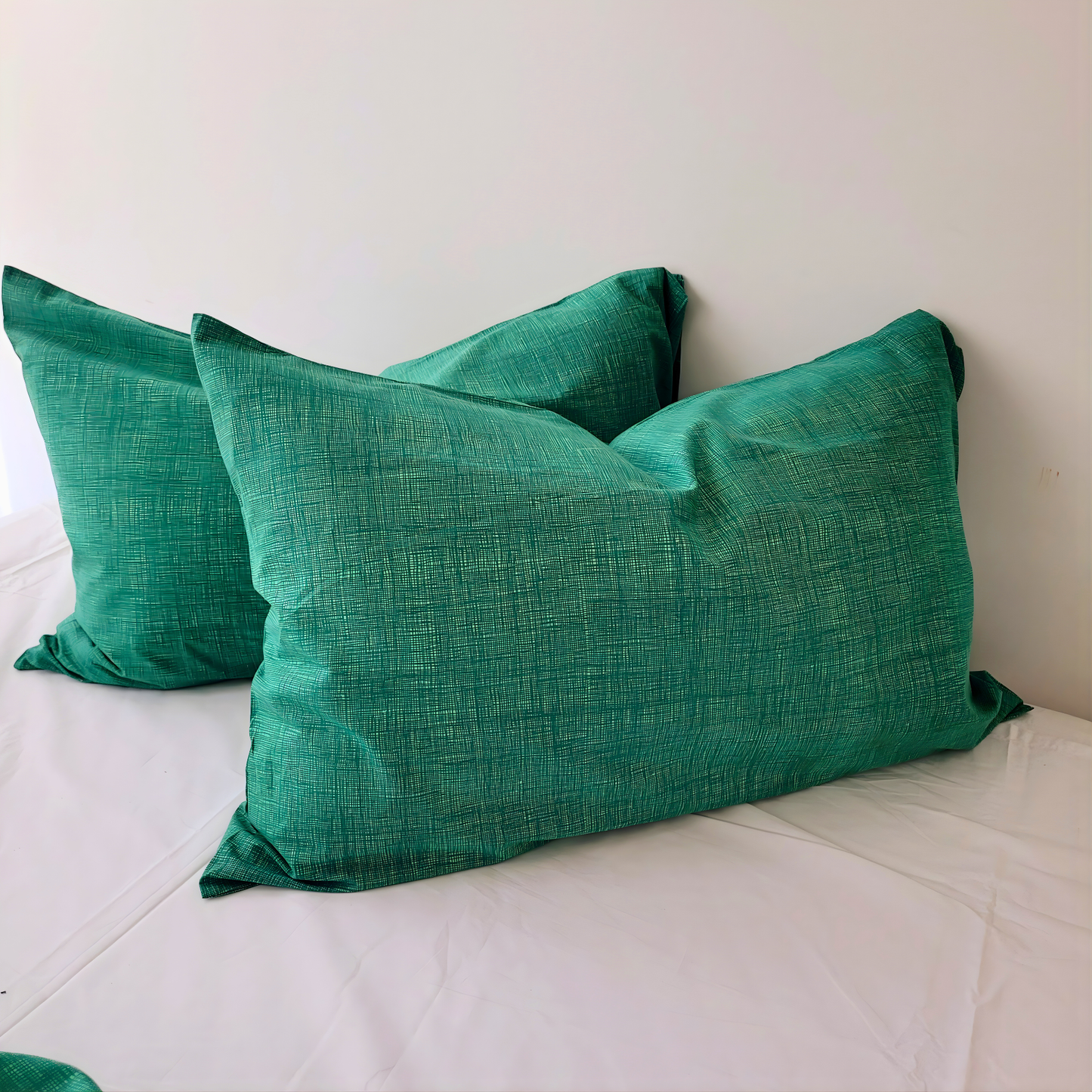 Green Textured Print Quilt Cover Set -Pure Cotton with Ornate Patterns