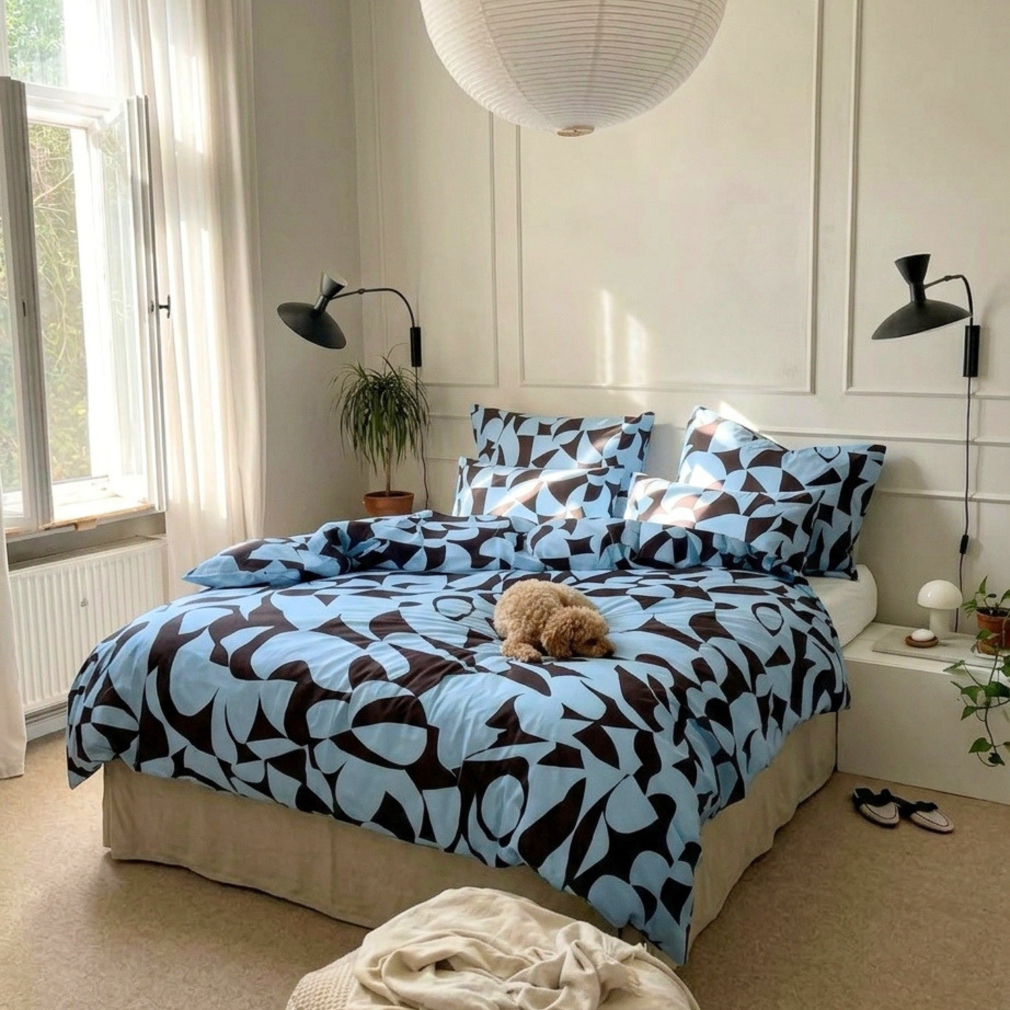 Scandi Aquafern Pure Cotton Bedding | Modern Bedroom Collection