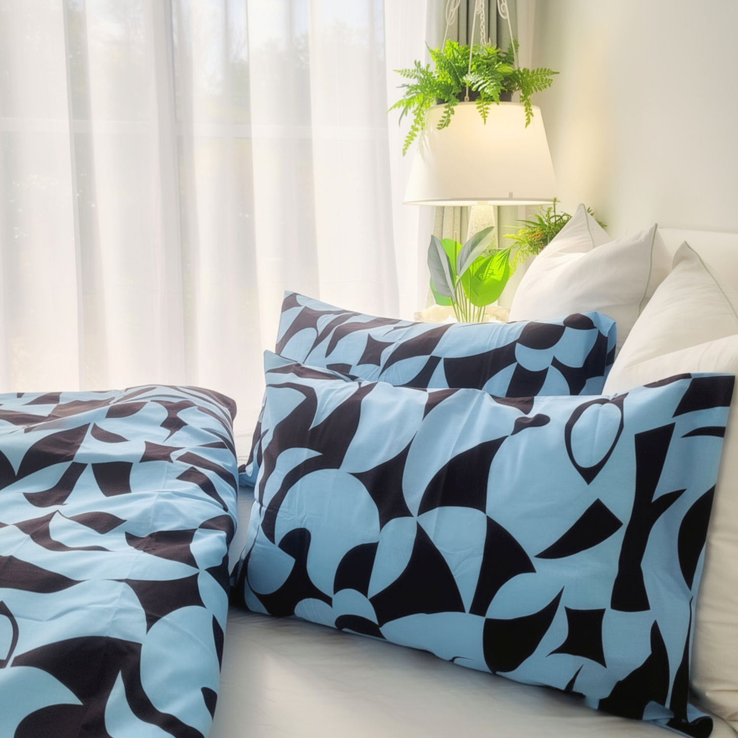Scandi Aquafern Pure Cotton Bedding | Modern Bedroom Collection