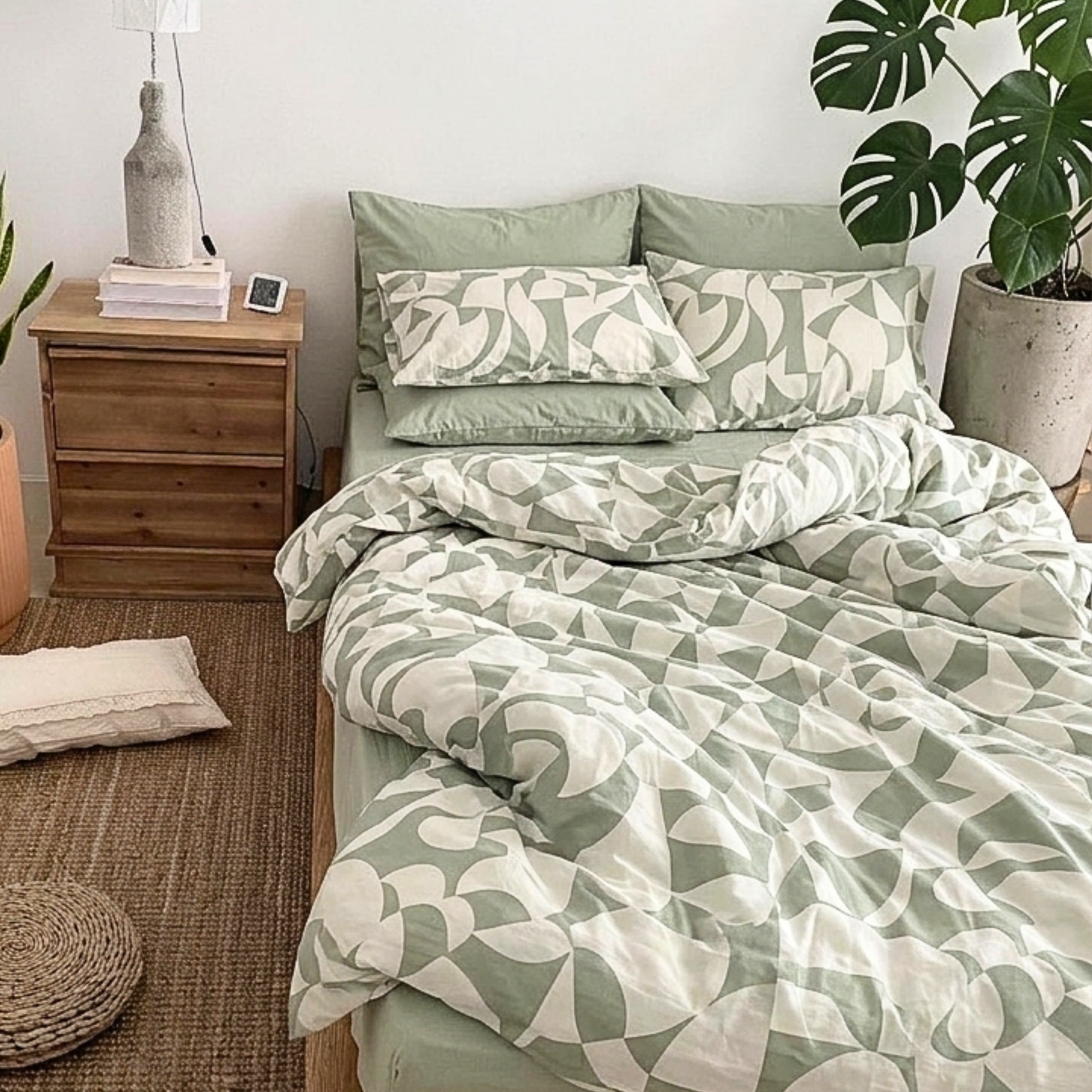 Scandi Sage Pure Cotton Quilt Cover Set | Scandinavian Style