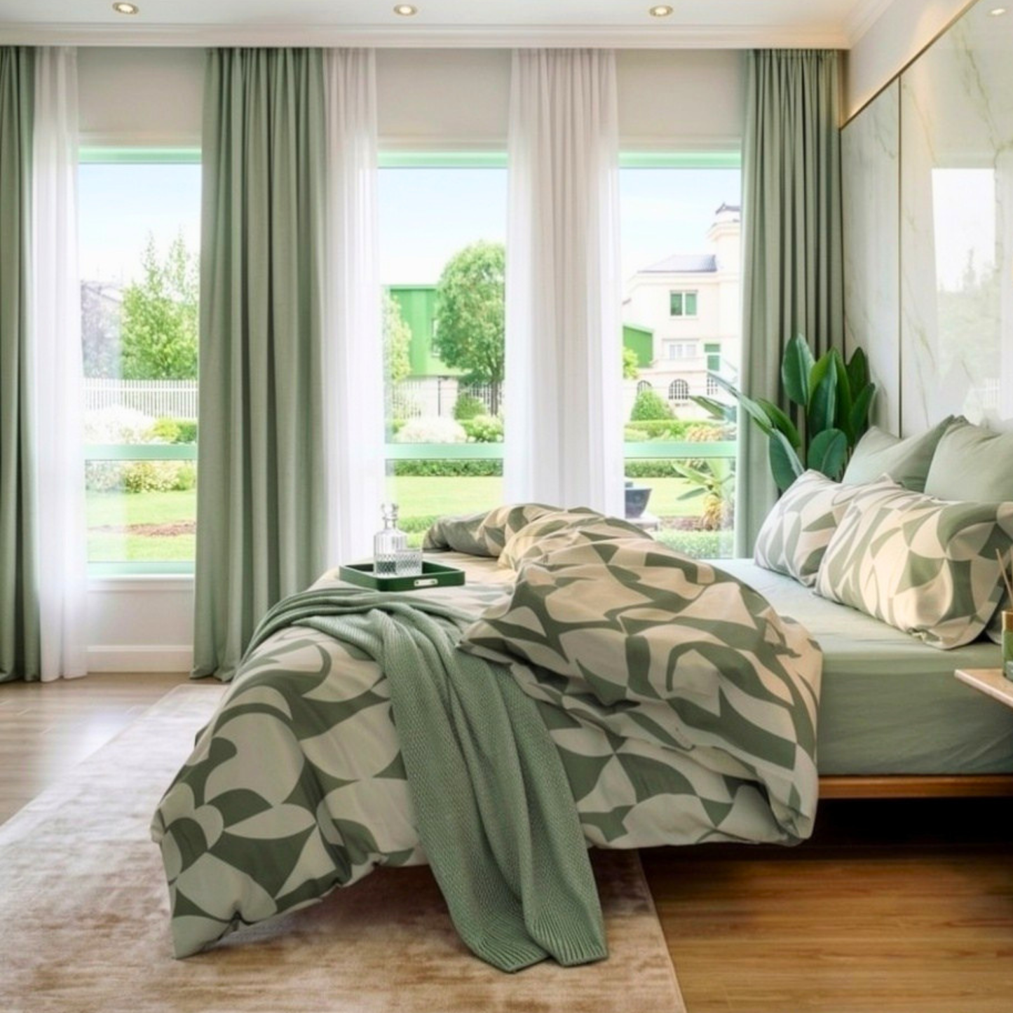 Scandi Sage Pure Cotton Quilt Cover Set | Scandinavian Style