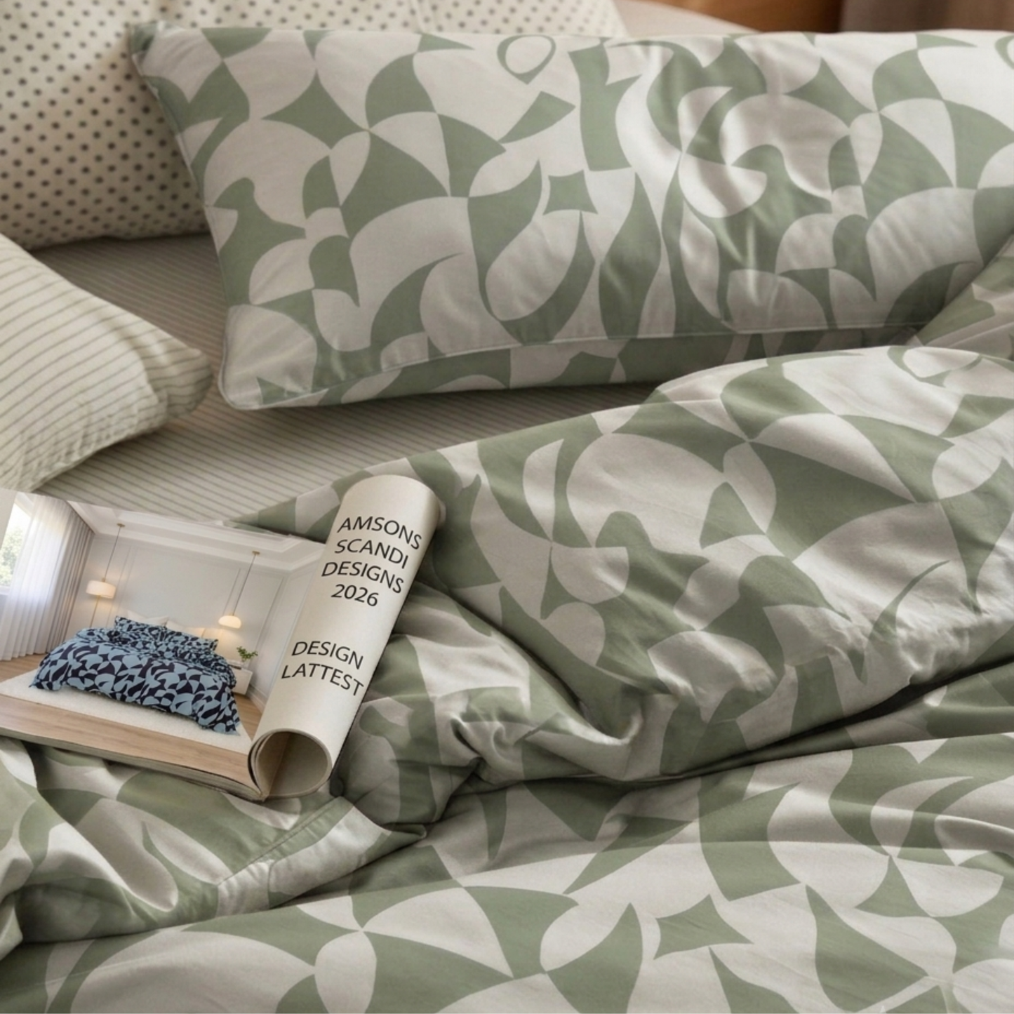 Scandi Sage Pure Cotton Quilt Cover Set | Scandinavian Style