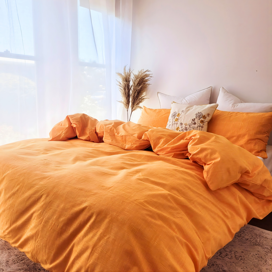 Yellow Textured Print Quilt Cover Set - Pure Cotton with Ornate Patterns