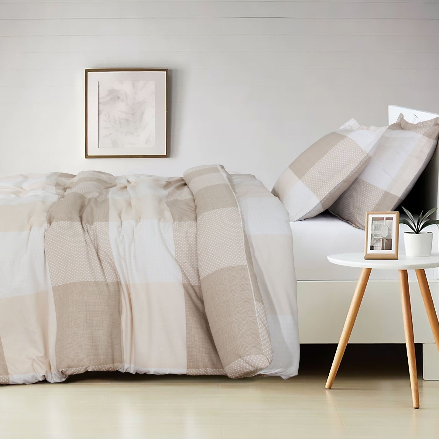 Check Quilt Cover Set- Buffed Beige | Superior Hotel Linen