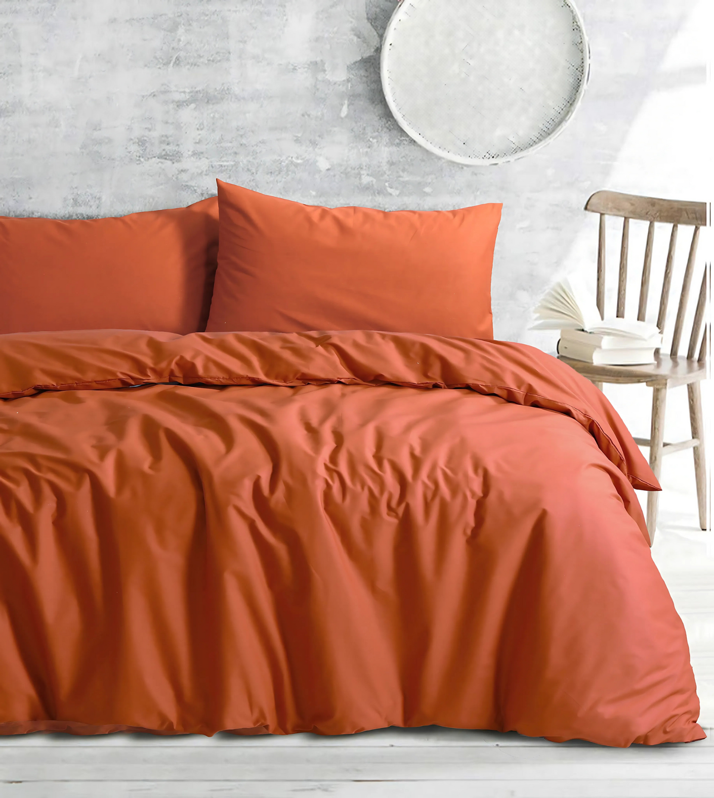 Royal Cotton Quilt Cover Set with European Pillow Covers | Rust