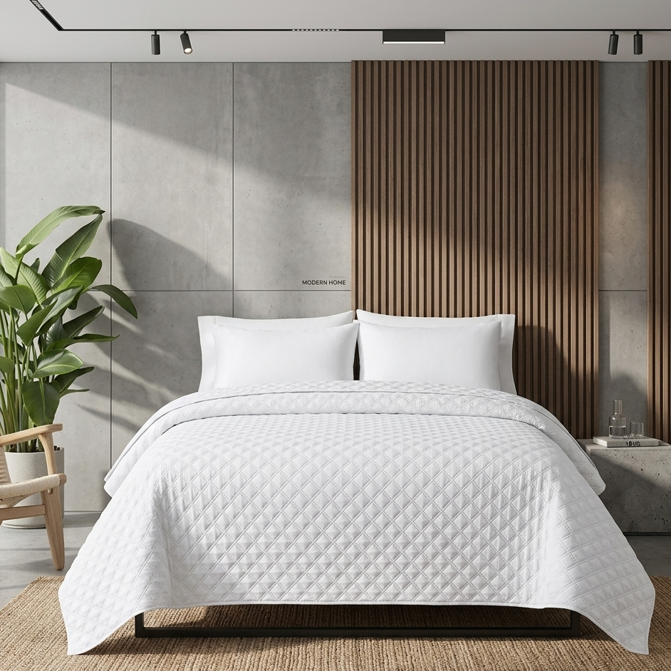 White  Ultrasonic Coverlet – Ultra-Soft & Lightweight Bedding