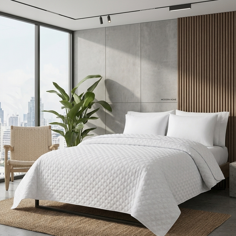White  Ultrasonic Coverlet – Ultra-Soft & Lightweight Bedding